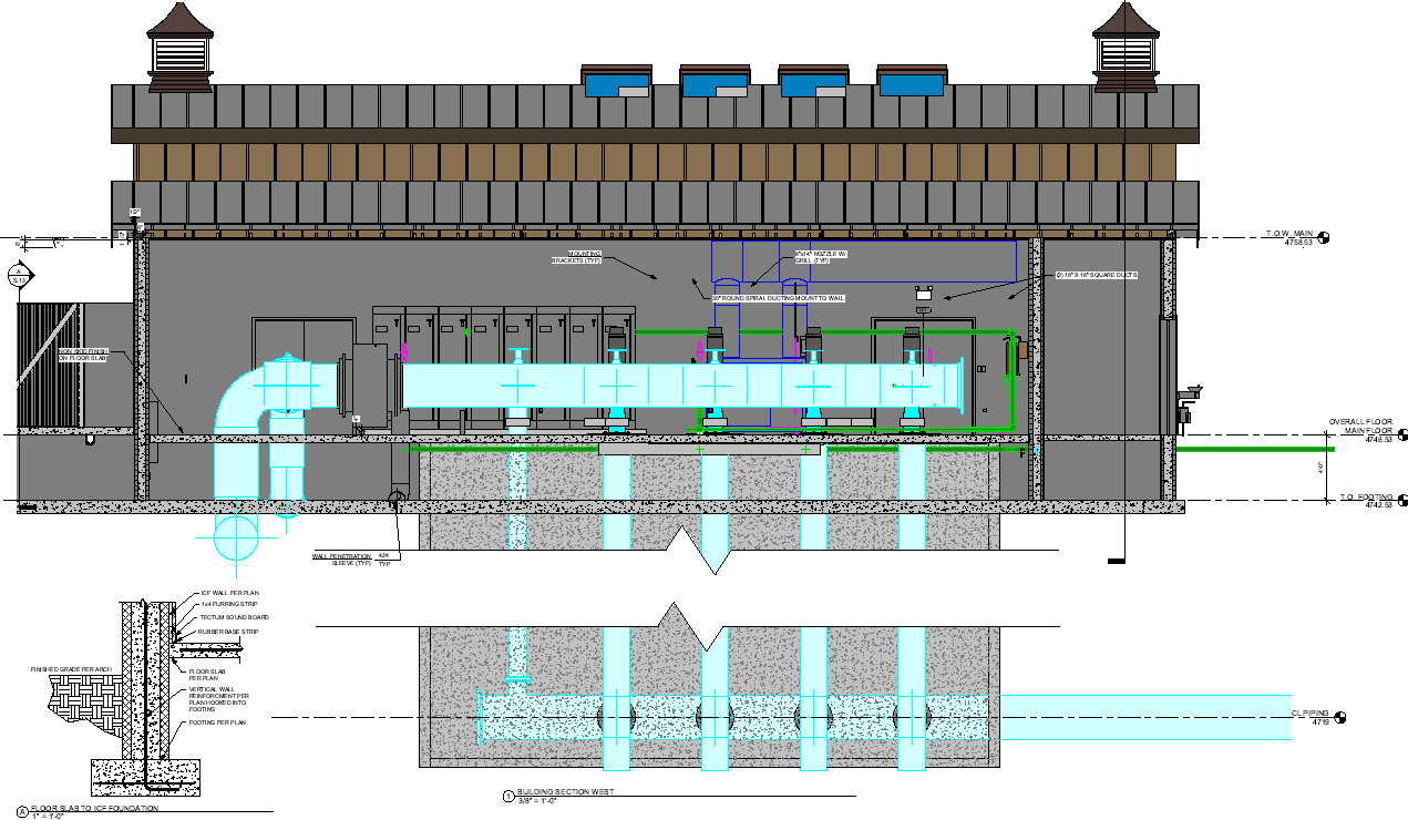 Cross-section drawing of Heritage Park Booster Pump Station