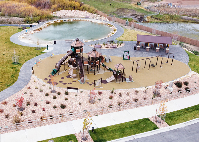 Aerial view of Coyote Springs Park in Heber City